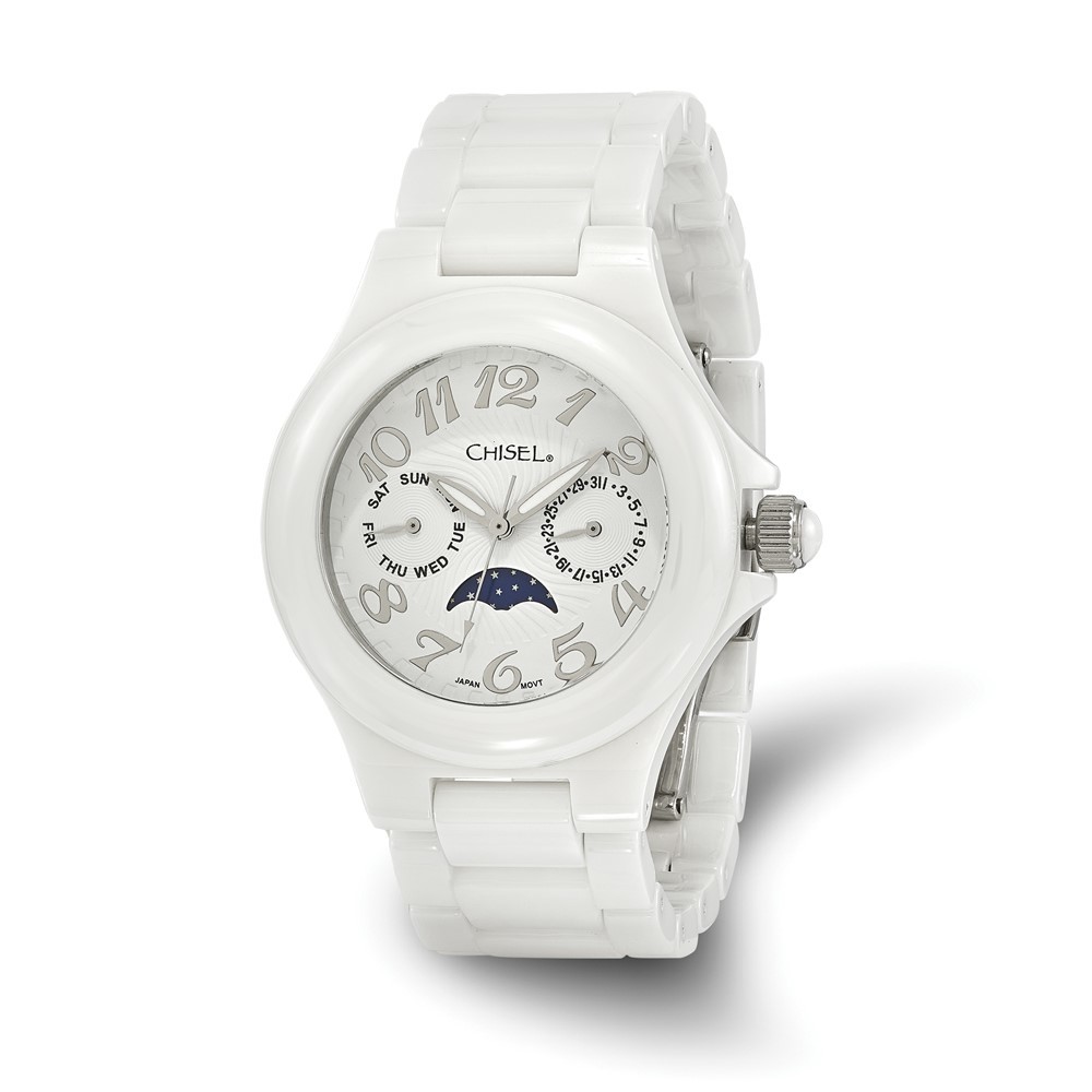 Ladies Chisel White Ceramic White Dial Wrist Watch, 7.25 inch Length
